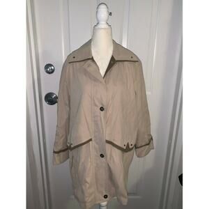 Liz Claiborne Trench Coat Size Raincoat Tan Beige Sz L Large